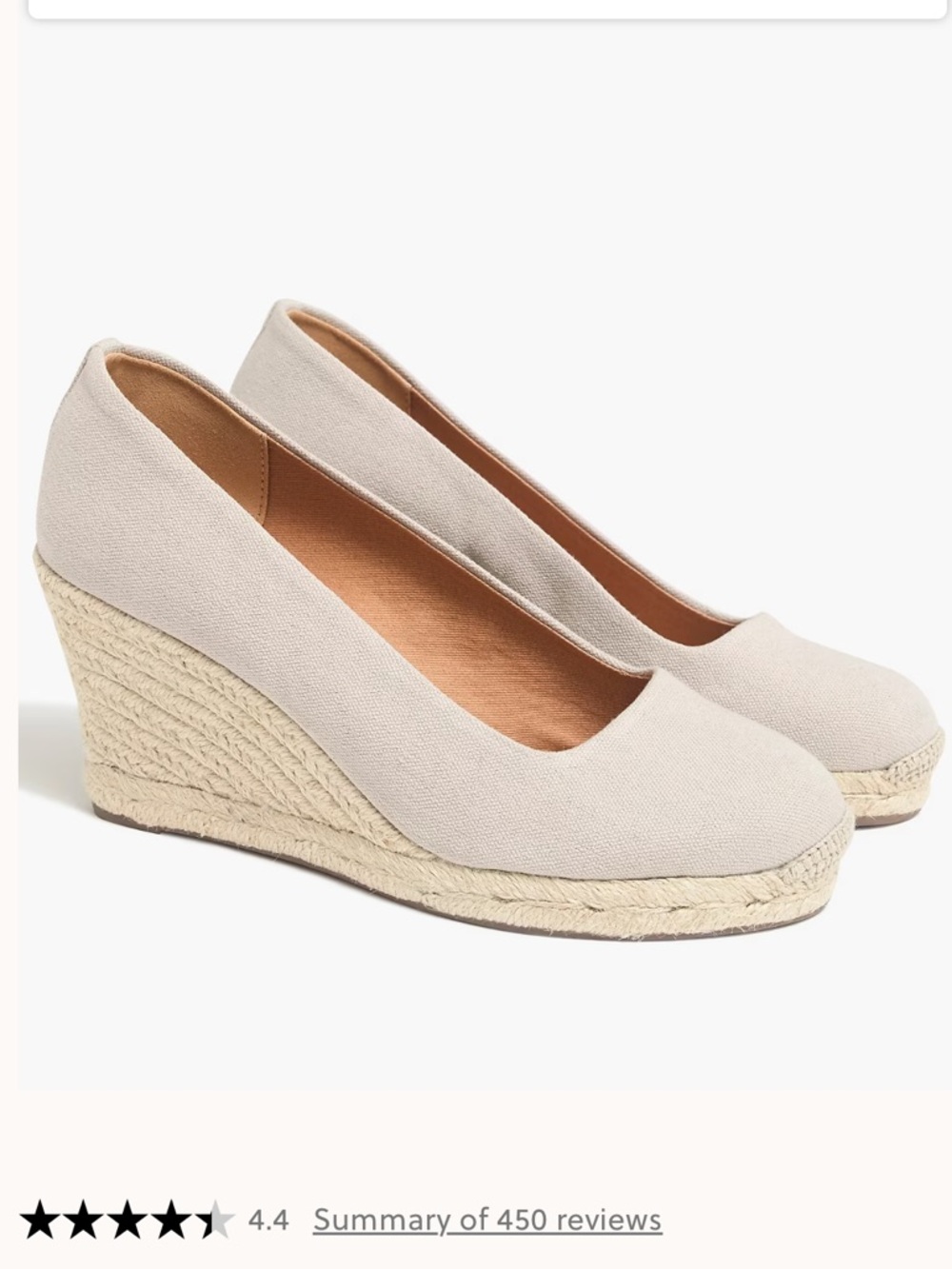 NWOT J. Crew Canvas Espadrille Wedges in Cream. Size 8.